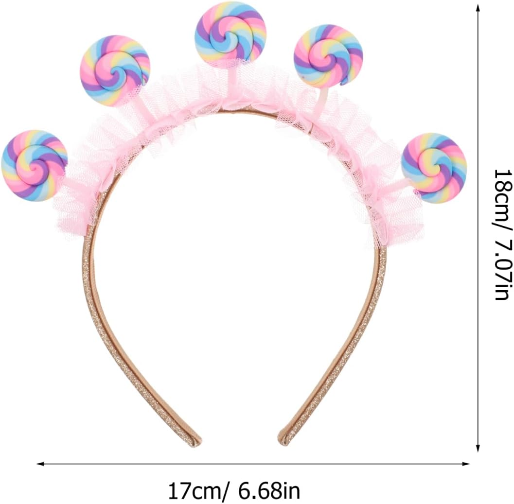 Lollipop Headband for Women And Girls - Sweet Candyland Candy Hair Clip Headpiece Hair Accessories - Pink Party Headdress Flexible Girls And Adult Lollipop Costume Party Candy Crown Photo Props
