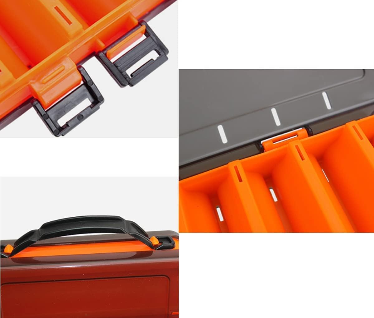 Double-Sided Fishing Lure Hook Tackle Box Visible Hard Plastic Clear Fishing Lure Bait Squid Jig Minnows Hooks Accessory Storage Case Container (Orange-10Slots) image 3