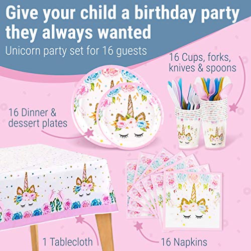 Discovering Diy Unicorn Birthday Decorations For Girls - Party Supplies Kit For 16 Guests W/Plates, Cups, Goody Bags, Utensils, Napkins, Cake Cutter & Topper, Candles, Table Cloth And Banner #TOP1