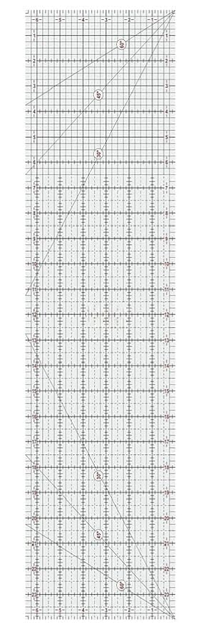JEFFY Patchwork,Quilting Ruler, Clear Acrylic Grid Measuring Guide, 24 x 6.5 inches-image-17