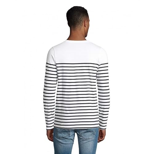 SOL'S Matelot LSL Men - Tee-Shirt Marinière Homme à Manches Longues - Blanc/Bleu Marine - S – vue 2