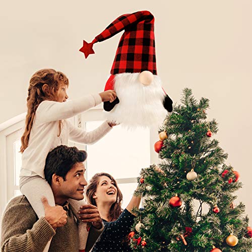 Eplst Gnome Christmas Tree Topper, 27 Inch Handmade Christmas Gnome Large Swedish Tomte Gnome Christmas Ornaments Santa Gnomes Plush Scandinavian Christmas Decorations Holiday Home Décor Red #TOP4