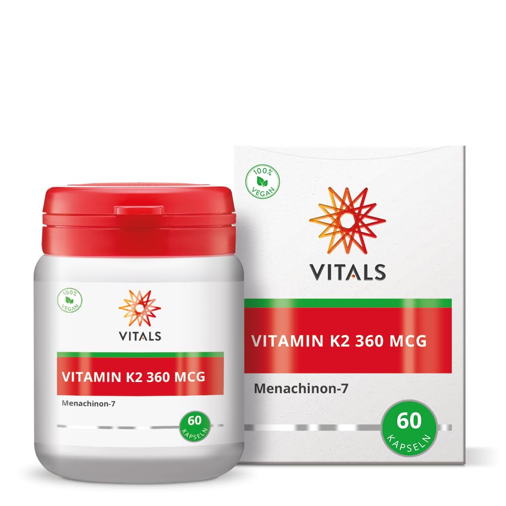 Vitals - Vitamin K2 360 mcg 60 Kapseln. Höhere Dosierung von Vitamin K2 in der überlegenen Form von Menachinon-7 (MK-7).