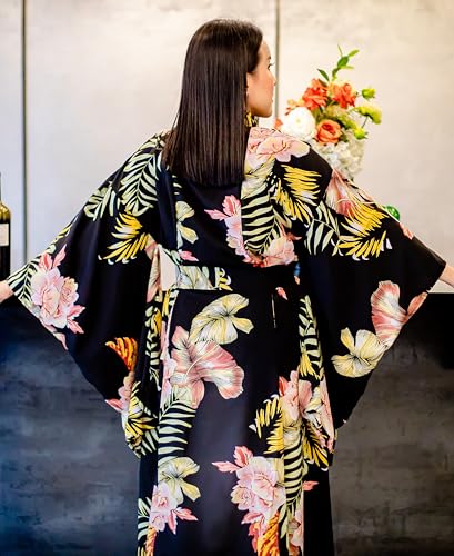 Image of Na'Rak Women's Kimono Robe, Full-Wrap Yukata Style Long Soft Loungewear Luxury Dressing Gown