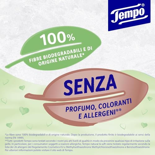 Tempo, Carta Igienica Natural & Soft, Morbida e Resistente, 48 Maxi Rotoli, Composti da 100% di Fibre Biodegradabili, Senza Profumo o Allergeni - Immagine 2