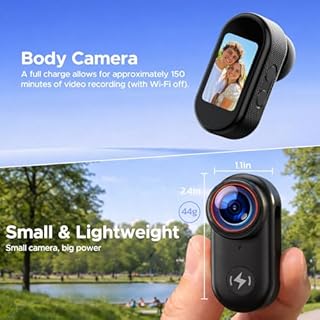 Mini Body Camera 4K, Wearable Sport Action Cameras 150° Wide Angle Lens, Thumb Size POV Camera for Ski Bicycle Motorcycle Daily Vlog Outdoor (Black)