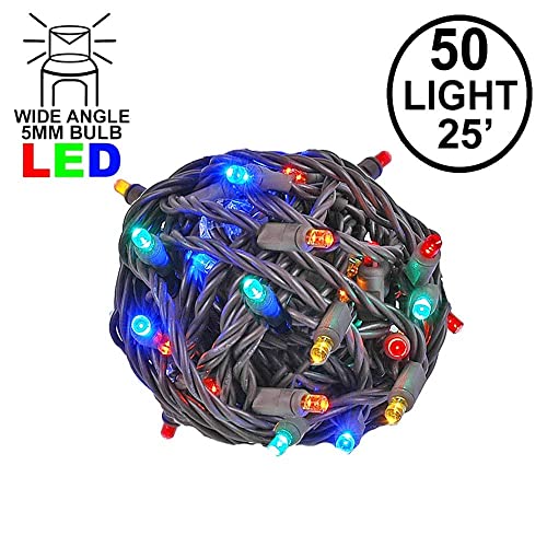 Novelty Lights 50 Light Led Christmas Mini Light Set, Outdoor Lighting Party Patio String Lights, Multi, Brown Wire, 25 Feet #TOP3
