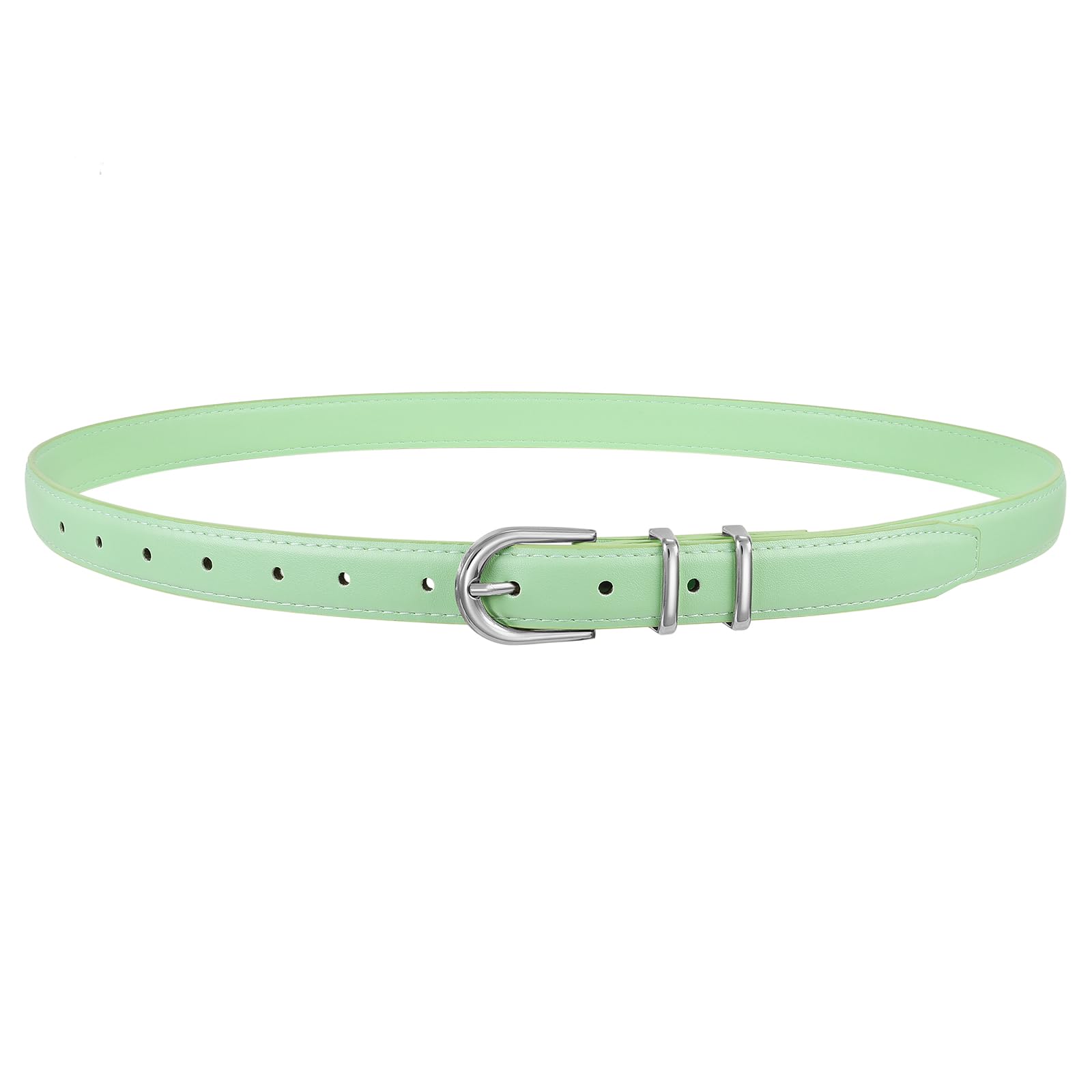 JASGOOD Women Skinny Leather Belt for Jeans Pants Fashion Ladies Thin Belt for Dress with Gold Single Prong Buckle