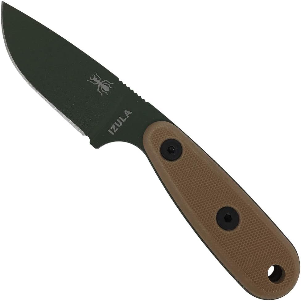 ESEE Knives Izula-OD w/Handle, Molded Polymer Sheath, and Clip Plate (OD Blade/Coyote Brown Handle)