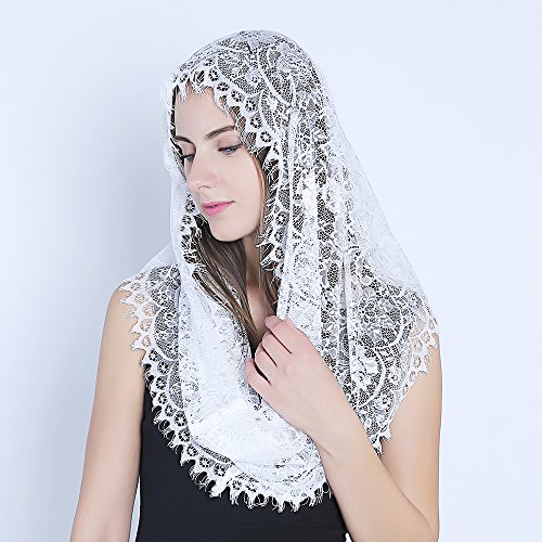 White Infinity Scarf Mantilla - Catholic Veil Church Veil Head Covering Latin Mass #TOP1
