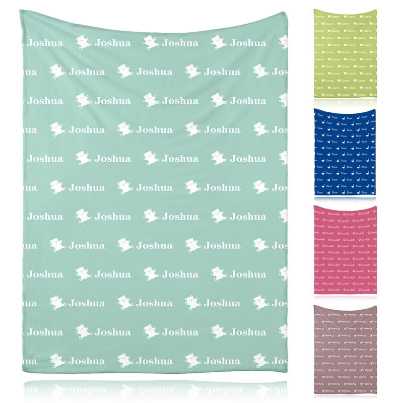 Snewvie Personalised Baby Blankets with Name,Custom Soft Flannel Blanket for Kids,Adult,Women,Customised Blankets with Printed Name and Patterns Gifts for Baby Shower Christmas Birthday(37Colors) — image 1