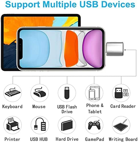 (Apple MFi Certified) Lightning Male to USB Female Camera Adapter,2 Pack Portable USB Camera Adapter OTG Data Sync Converter for iPhone13/12/11/Xr/X/XS/8/7/Card Reader/Flash Drive/Mouse/MIDI Keyboard