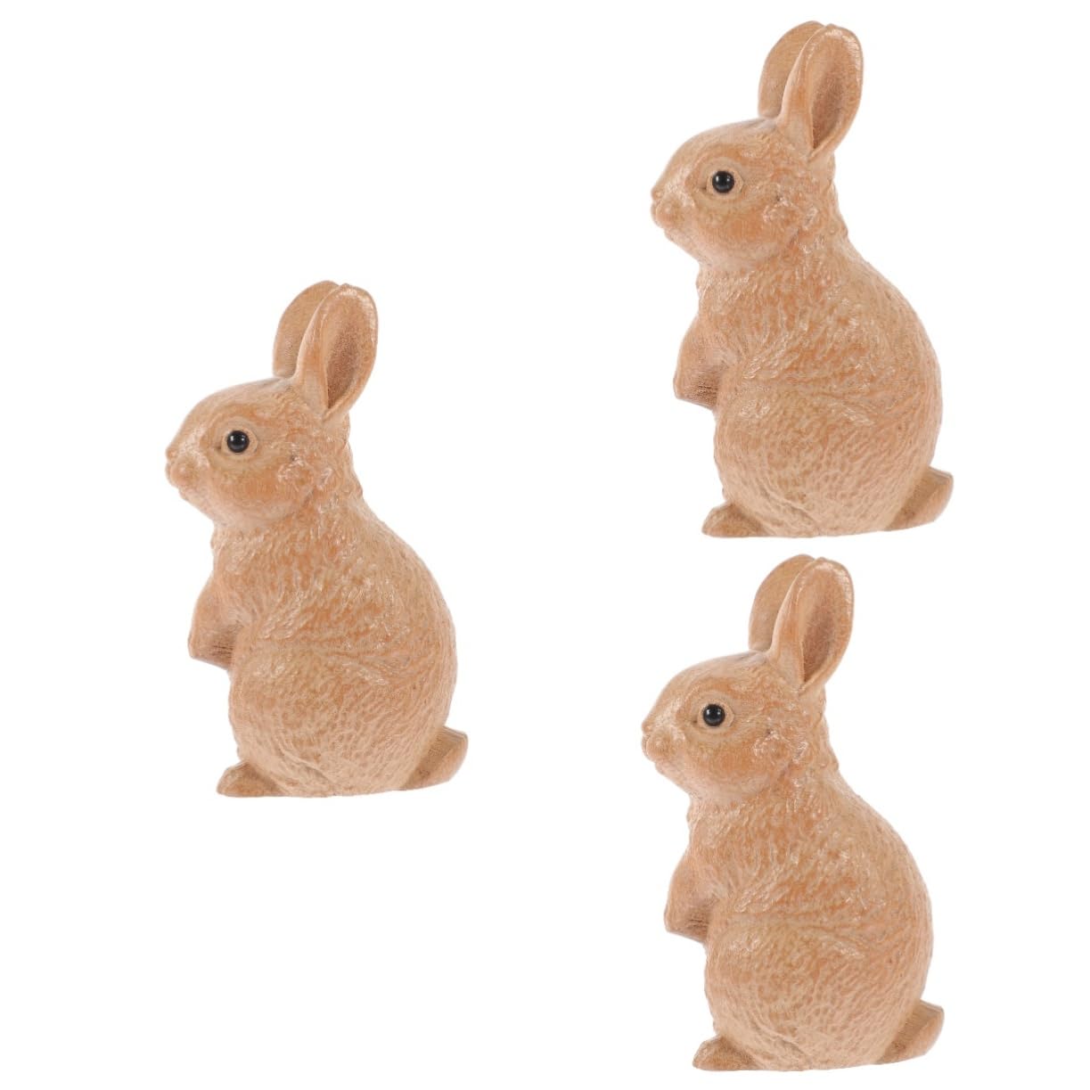 Alipis 3pezzi Decorazione Legno Forma Di Coniglio Statuetta Artigianale Per Pasqua Ornamentazione Per Casa e Giardino Per Amanti Degli Animali