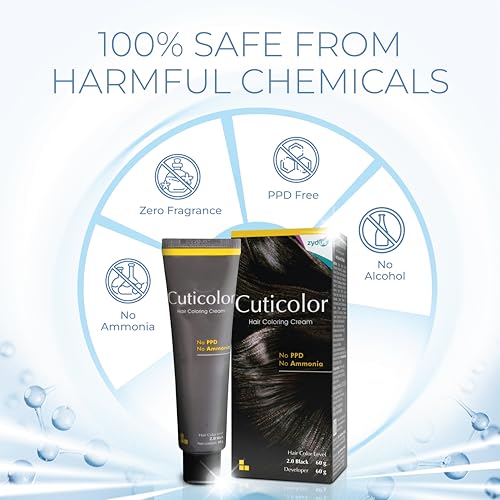 Image of Cuticolor Permanent Hair Color Cream|Dr prescribed|Suitable for Sensitive Skin|Eco Mechanism for Preserving Scalp Health|No Ammonia|No PPD|Enriched with Portulaca & Boseivela Extracts(Black,Pack of 2)