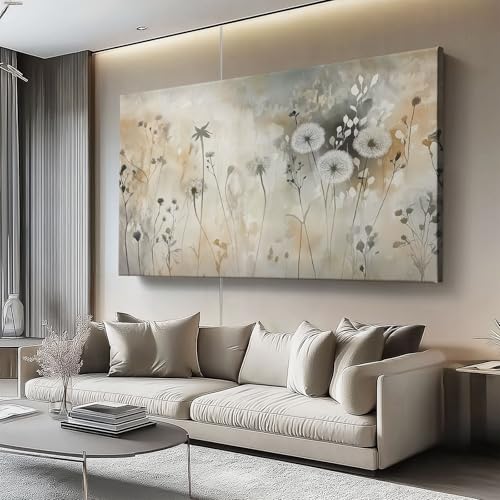 Cuadro sobre Lienzo 100l x50an cm Sin marco Impresión en material tejido no tejido cuadros Pintura acuarela Planta Naturaleza decoracion salon modernos lienzos decorativos dormitorios Beige
