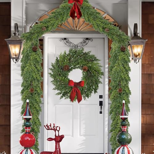 image for OZFHUA 6 FT Cedar Garland - Artificial Christmas Garland with Pine Con