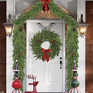 6 FT Cedar Garland Artificial Christmas Garland with Pine Cones Berry for Christmas Decorations Holiday Seasonal Outdoor Indoor Home Decor