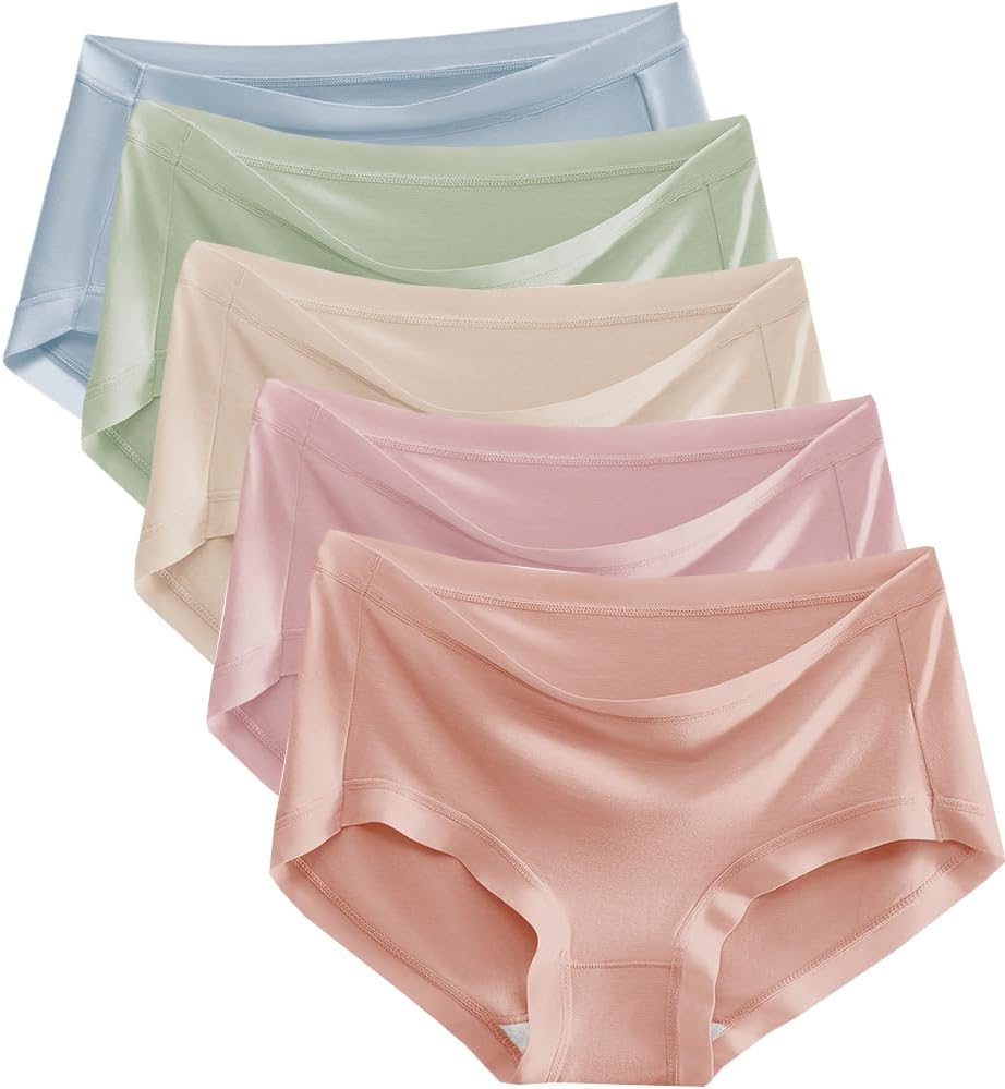 YOYI FASHIONModal Ladies Panties Cool Refreshing Briefs Breathable Soft Underwear for Girls Teenage 5 Pack S-XL