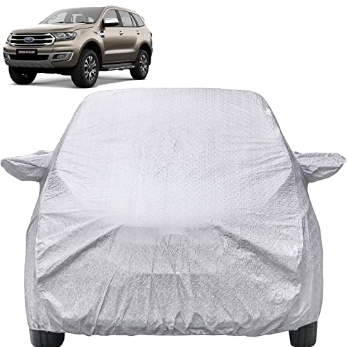 Image of Autofact Waterproof Car Body Cover Compatible with Ford Endeavour (2016 to 2019) with Mirror Pockets (Shinning Silver)