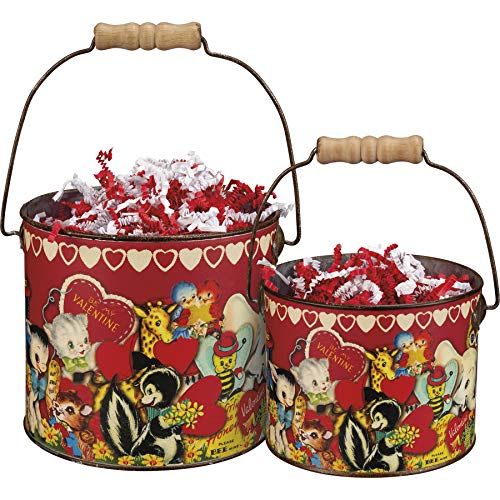 Primitives by Kathy 108706 - Cubo de metal para San Valentín, 15,24 cm de diámetro, juego de 2