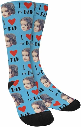 InterestPrint Custom Personalized Photo your face on I Love My Dad Soft Socks for Women and Men