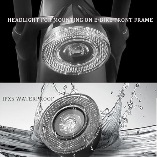 E-Bike Led Headlight with 75‑100db Loud Horn 3 Pin Male Waterproof Connector Night Riding Front Light for 6-60 Volts Adult Bicycle Nighttime Cycling LED Light
