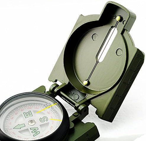 Pocket Compass Lensatic Compass Military Style Camping Hiking Army Green Waterproof Housing Vintage Compass
