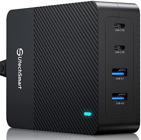 100W USB C Charger, UtechSmart 4-Port Fast Charger Station, Wall Charger Block Power Adapter Compatible with MacBook Pro/Air, iPad, iPhone 14 Pro, Galaxy, Steam Deck,