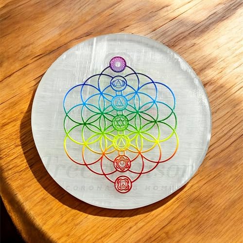 Plato de carga de cristal Selenita blanco 3 pulg miniatura 3