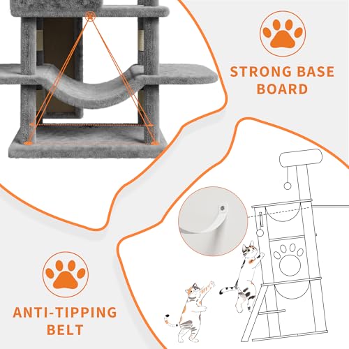 Árbol para Gatos Multi-niveles 68.5 in Gris Claro miniatura 3