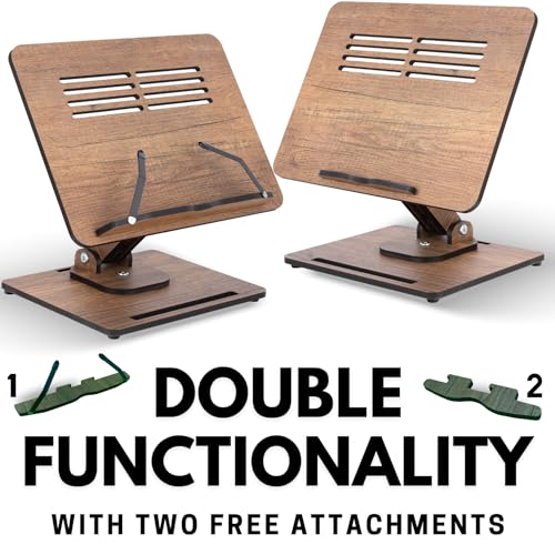 Vigo Wood Cookbook Stand - Wooden Laptop Holder & Recipe Book Stand - Adjustable, Foldable, Cookbook Rack - Kitchen & Office Accessory for Comfortable Reading & Work - Image 5