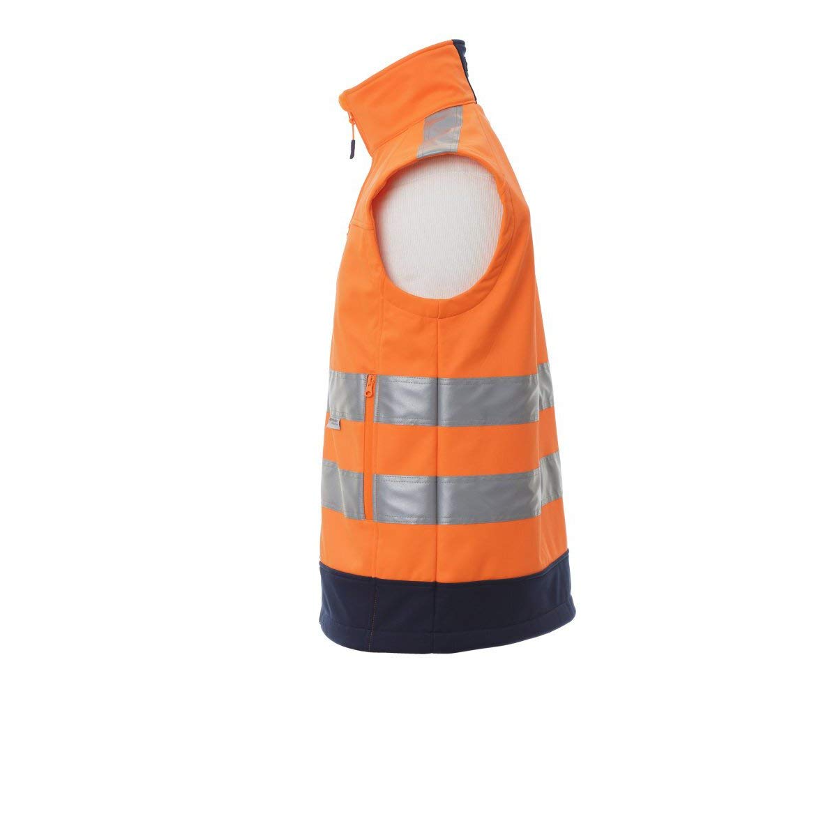 PAYPER Traffic Gilet Softshell Alta visibilità Uomo da Lavoro 100% Poliestere Chiusura Zip Bande Riflettenti Tasca al Petto Porta Badge Giallo Fluo/Blu Navy