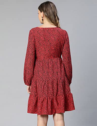 Image of oxolloxo Women Floral Print Round Neck Maternity Dress