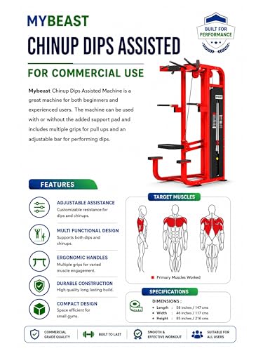 Image of Mybeast Chinup Dips Assisted Machine for Targetting Chest and Lats Muscles for Home Use and Commercial Use