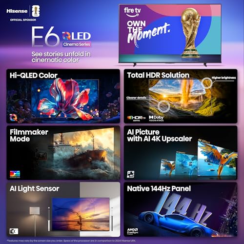 Image of Hisense 100 inch Class E6 Series QLED 4K UHD Smart Fire TV (100E6QF, 2025 Model) - QLED, Native 144Hz, Dolby Vision IQ . Atmos, Motion Rate 240, HDR 10+, Game Mode Pro, Voice Remote with Alexa