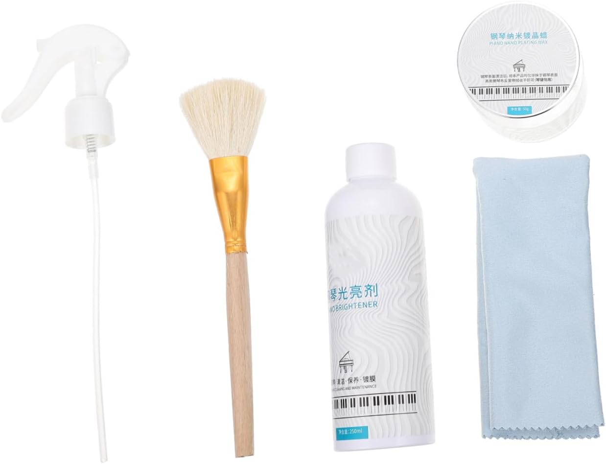 Piano Care Kit with Cleaning Cloth Dust Brush Polishing Wax Essential Piano Maintenance Tools for Pianists and