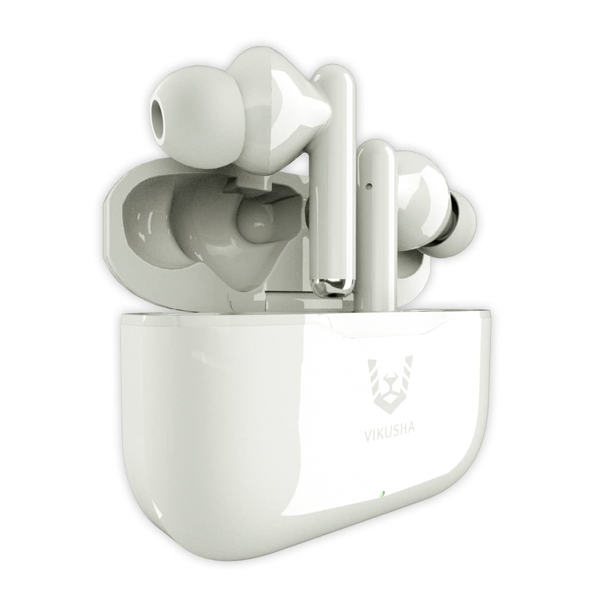 V VIKUSHA Portable True Wireless Bluetooth Headphones V-T3 Mini Wireless Self-connected Stereo Speaker Earduds Touch Operated Noise Reduction Earphones with Portable Charging Case Type-C (White)