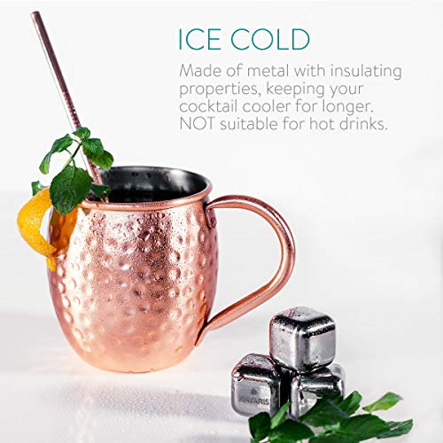 Foto von Navaris Moscow Mule Becher 4er Set - 4x Kupferbecher für Moskau Mule Gin Bier - Cocktail Mug gehämmert - Tasse aus Edelstahl mit Kupfer