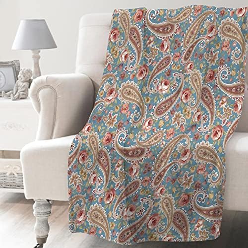 NIUJINMALI Boho Floral Paisley Blossom Printed Mandala Super Soft Fleece Flannel Blankets Birthday Throw Blanket Bedding Cover All Season for Picnic Couch Small 50"x40"（Throw） Kids