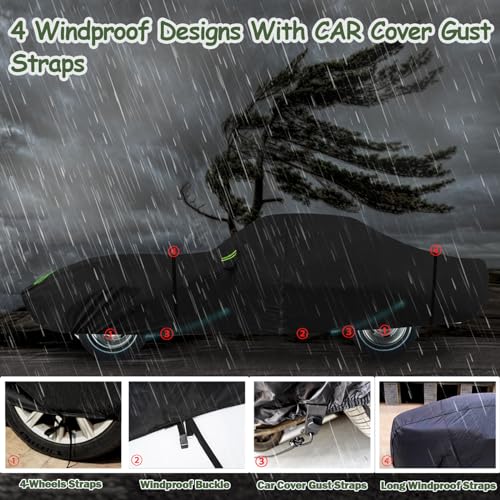 Image of Car Covers for 1968-1982 Corvette C3, 6 Layers 210T Waterproof All Weather Sun UV Rain Snow Outdoor Windproof Full C3 Car Cover with Cotton Lining & Door Zipper-Black