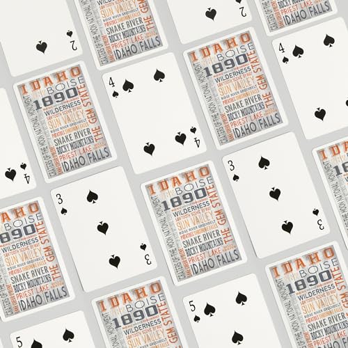 Lantern Press Idaho, Tipografía Rústica, 52 Naipes Póker miniatura 4