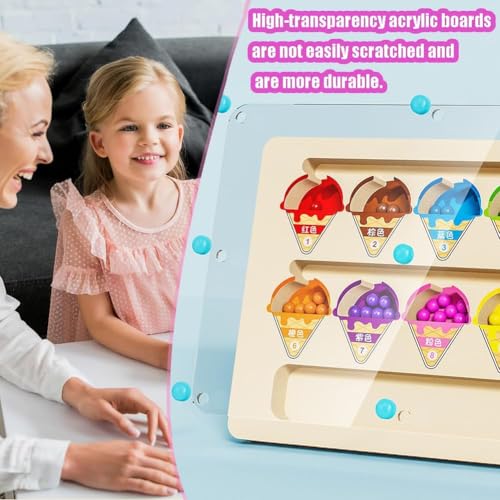 QNUOXEP Magnetisches Farb und Zahlen Labyrinth,Holz Magnetspiel Lernspiele,Holz Magnetspiel Lernspiele,Baby Montessori Spielzeug Motorikspielzeug,Magnete Kinder lernspiele Geschenk Mädchen Junge