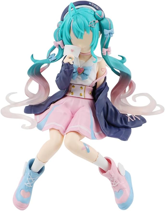 SWZY Anime Action Figures, Girl Mi-Ku Figures Toys, Cute Character Mi-Ku Model Statue Figures Cake Cake Decoration Topper Sitting Posture Collectible Gift For Anime Fans Desk Car Ornaments