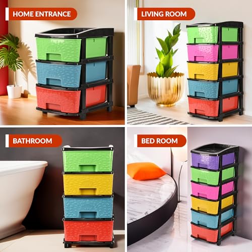Image of Kuber Industries 2-Layer & 19 Ltr Plastic Drawer Storage Organiser | Modular Kitchen & Toy Organizer For Kids Room | Drawers Storage Organizer Rack | Multicolor