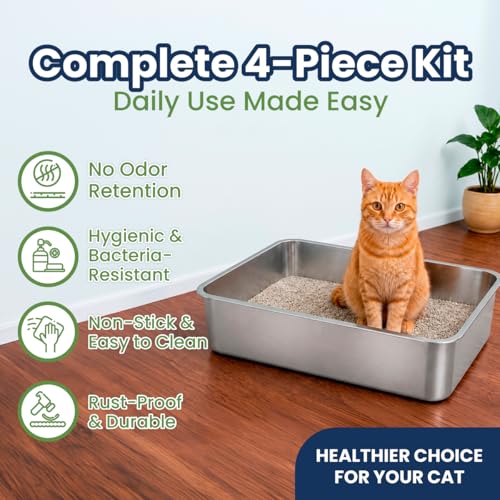 Arenero para gatos de acero inoxidable XL 4 piezas miniatura 4