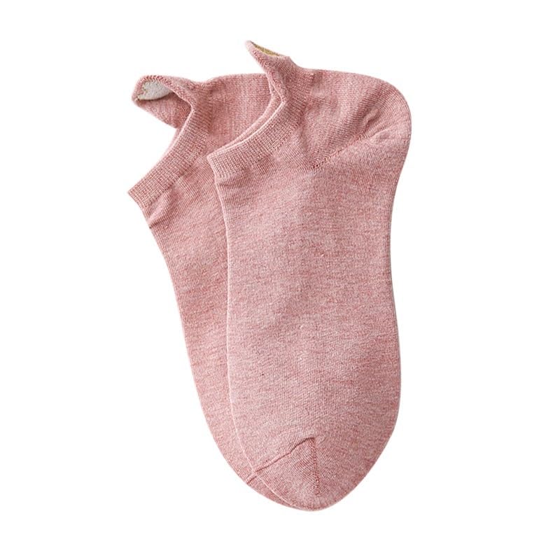 10 Paia di Calzini Corti da Donna in Cotone a Tubo Basso con Stampa a Cuore e Ricamo a Tinta Unita(Style 5)