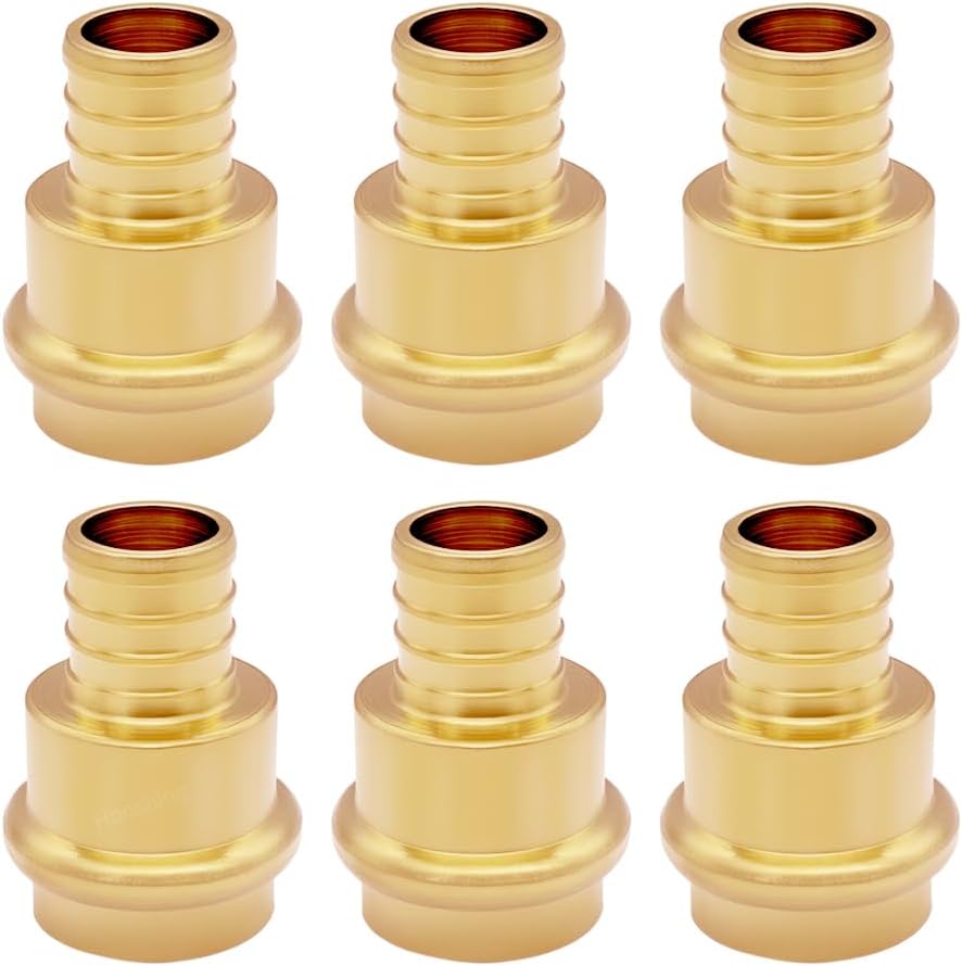 Hooshing 12PCS 1/2" Press Propress x 1/2" PEX Adapter Brass Crimp Fittings Coupling Connect for Cooper to Pex B Pipe