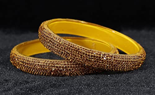 Image of NMII Glass with Zircon Gemstone and Glitter Kada Set For Women and Girls