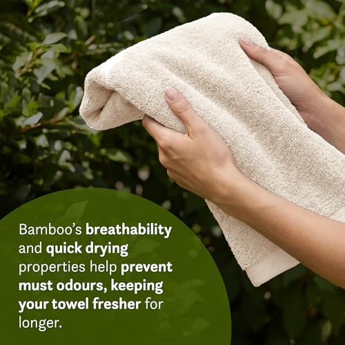 Image of MYTRIDENT Cotton Bamboo Towels for Bath Large Size | Soft & Absorbent | Anti-Microbial & Anti-Odour | 450 GSM | 1 Piece Bath Towel for Men /Women - Beige