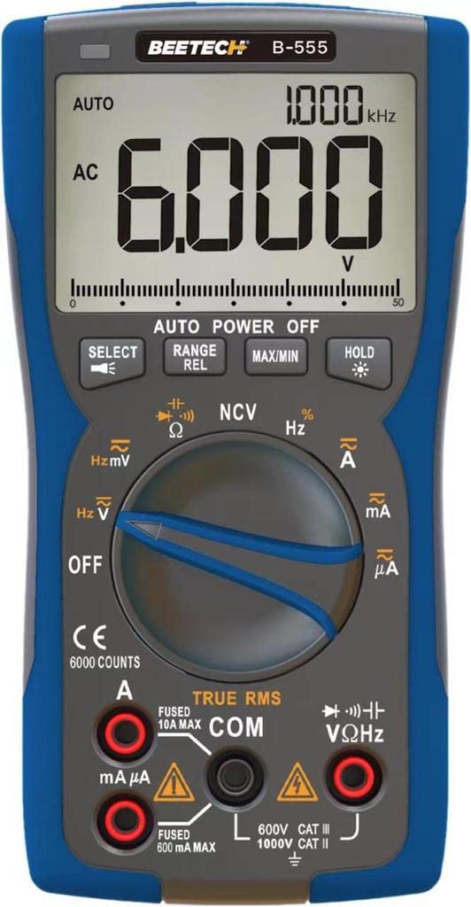Beetech® B-555 Digital Multimeter TRUE-RMS 1000V AC/750V DC, AC/DC Current, Auto-ranging, Resistance, Capacitance, Frequency, Temperature, etc built with dual mold. (B0BV6WYWQ8) Amazon Price History, Amazon Price Tracker